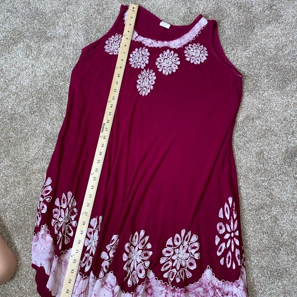 ASHA brand dress asymmetrical loose fitting dress maroon embroidered SZ LG - Picture 9 of 11
